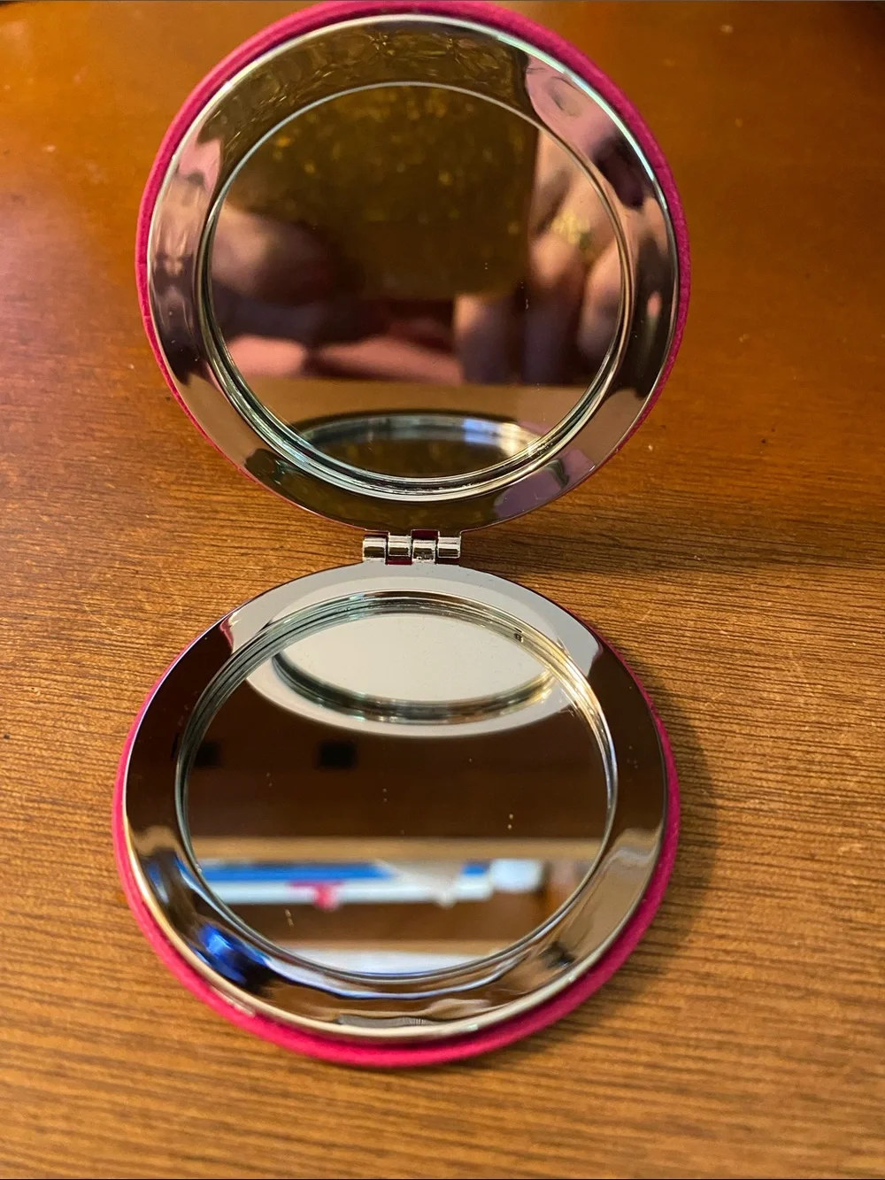 Lancome Pink Compact Case with Black Velvet Pouch